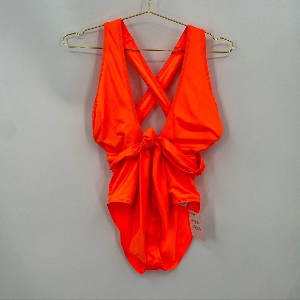 ASOS swimsuit‎ one piece high leg bright orange sz 6
